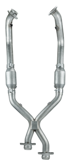 Mustang GT Exhaust X-Pipe Kit Intermediate Pipe For 05-10 Mustang GT 2.5 in w/Ceramic Cats Hardware Incl Natural 304 Stainless Steel Pypes Exhaust