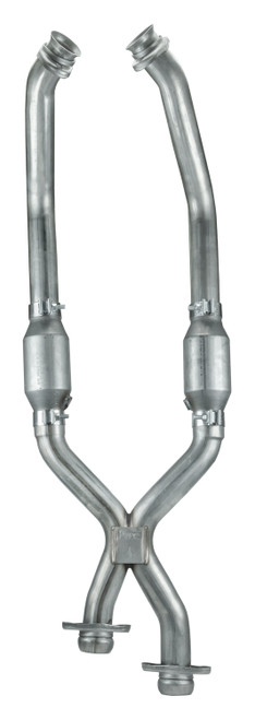Exhaust H Pipe Catted For Long Tubes 05-10 Mustang 2.5 in H-Pipe Hardware Incl Natural 409 Stainless Steel Pypes Exhaust