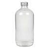 28-400 Silver Brushed Aluminum Cap on a glass boston round bottle filled with water