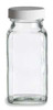 6 oz Glass French Square Spice Jar with Shaker and White Lid