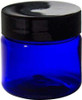 1 oz Cobalt Blue Single Wall Plastic Jar with Black Smooth Lid