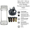 Set of 8 - 6.4 oz Glass Spice Jars with Shaker Fitment and Black Caps Jars Set of 8 - 6.4 oz Glass Spice Jars with Shaker Fitment and Black Caps Jars
