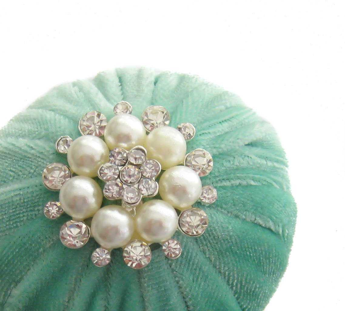 2" Mint Green Velvet Emery Pincushions | Velvet Emery Pincushions