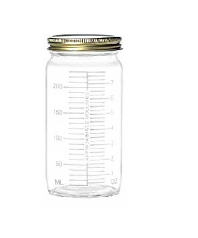 8 oz Glass Paragon Measurement jar with Gold BPA Free Plastisol Lid- Wide Mouth Bottle | Jars