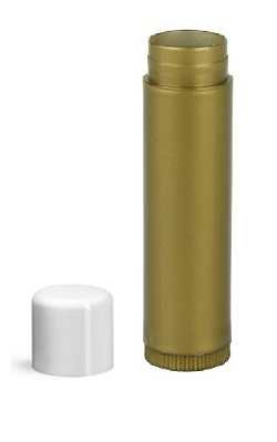 100 pcs Gold Lip Balm Tubes with White Caps | Plastic Lip Balm Tubes