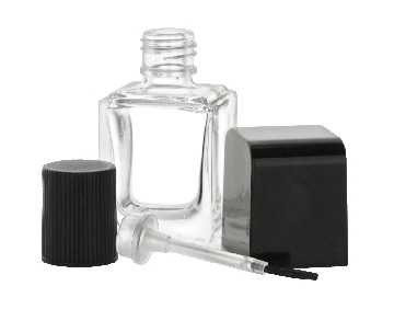 Set of 18 - 15 ml Empty Glass Nail Polish Bottle with Brush, Agitator and Shiny Black Cap