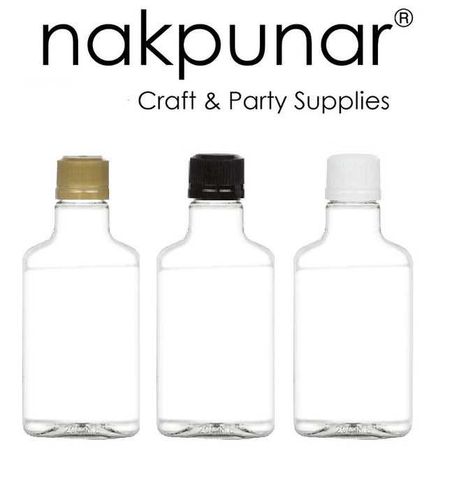 200 ml PET Clear Plastic Flask Bottle with Tamper Evident Cap