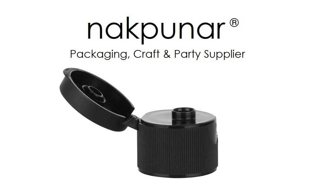 20/410 Black Snap-Top Flip Dispensing Cap with Ribbed Edge