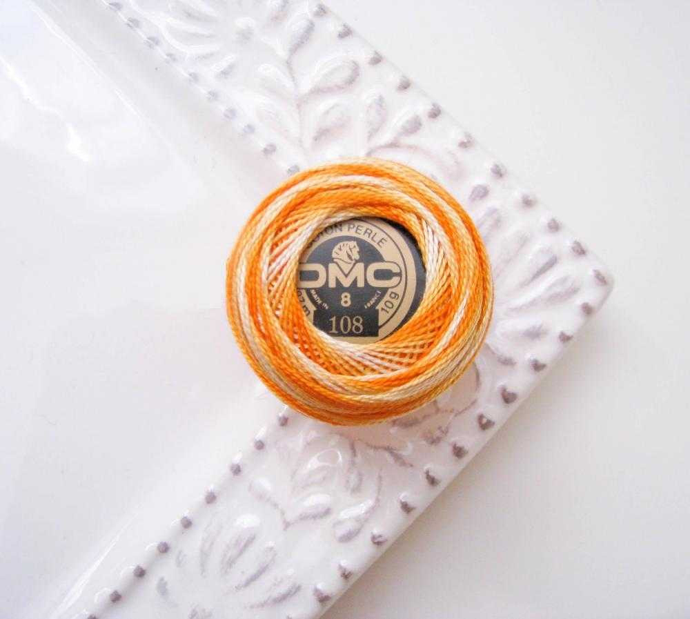 DMC Size 8 Perle Cotton Thread | 108 Variegated Deep Orange | Size 8
