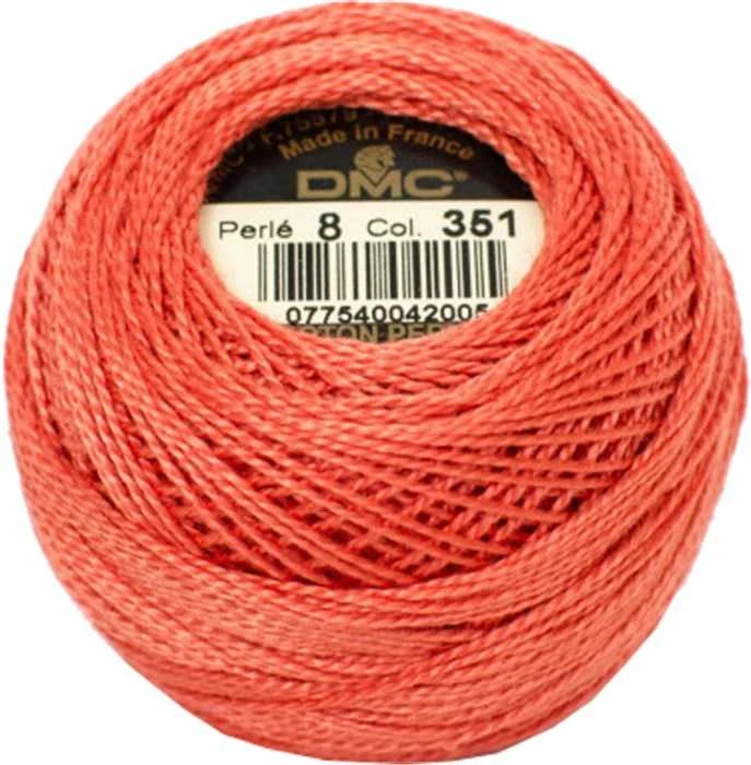 DMC Size 8 Perle Cotton Thread | 351 Coral | Size 8