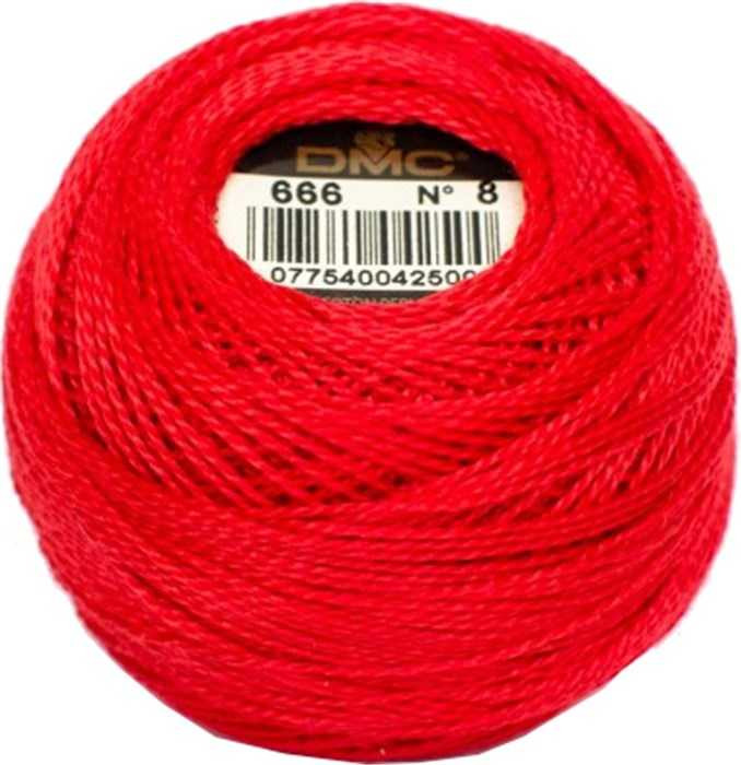 DMC Size 8 Perle Cotton Thread | 666 Bright Red | Size 8