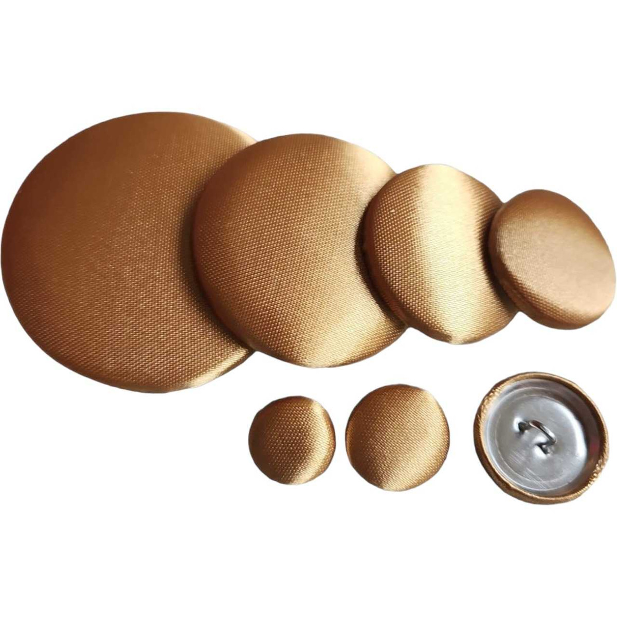 Camel Beige Silk Satin Button