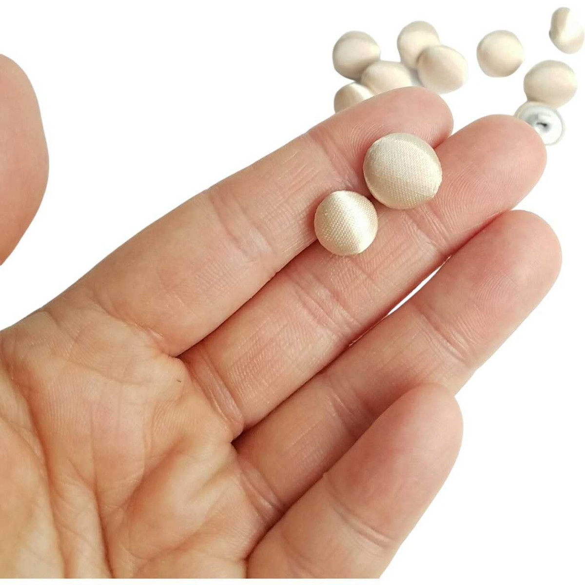 Champagne Beige Satin Button