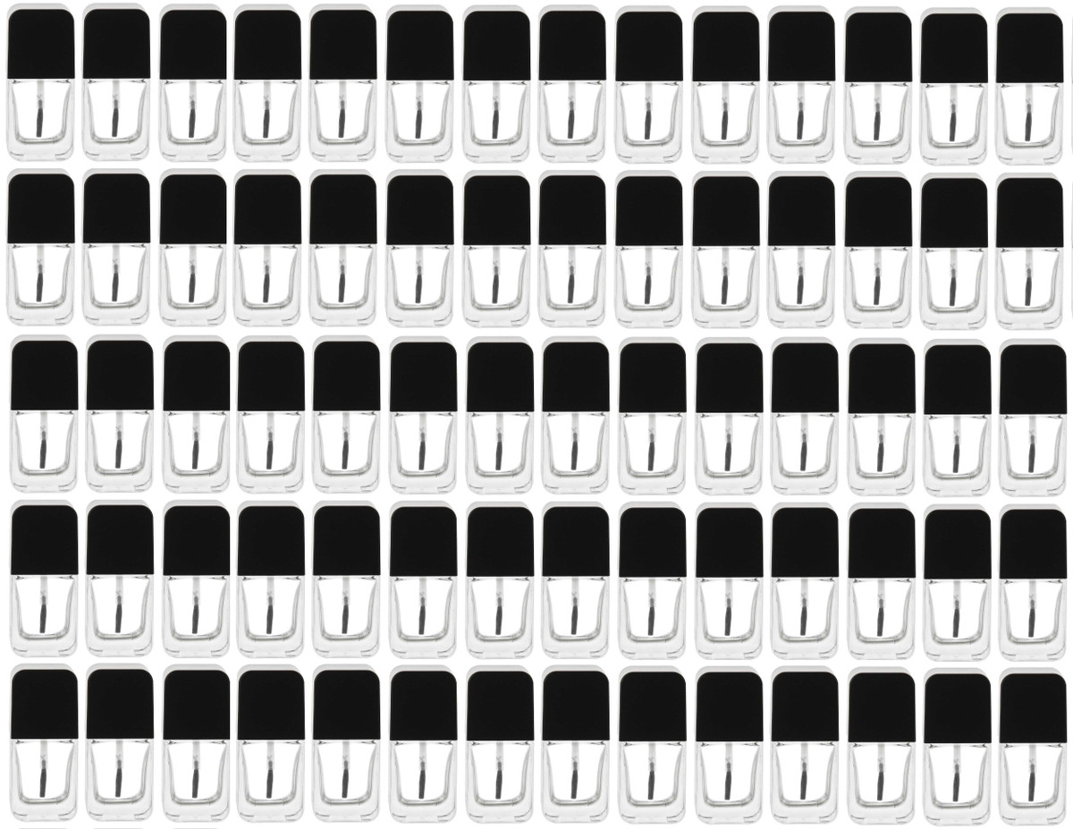 Set of 70 - 15 ml Empty Glass Nail Polish Bottle with Brush, Agitator and Shiny Black Cap - FREE US Shipping | Glass Bottles