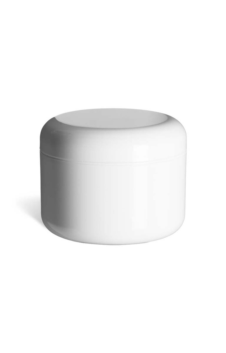 8 oz White Double Wall Plastic Jar with White Dome Shape Lid | Double Wall Plastic Jars
