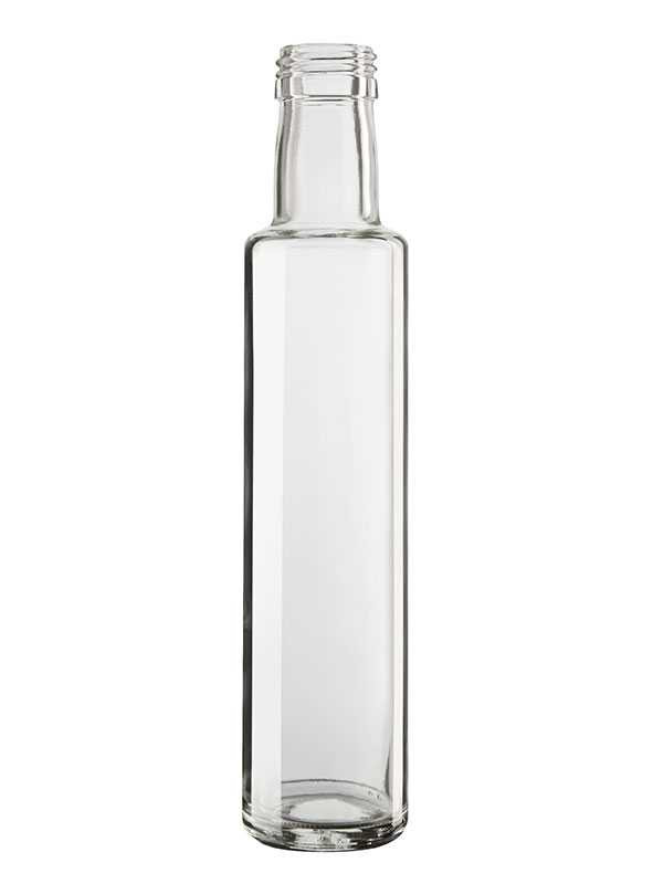 8.5 oz Clear Dorica Bottle with Black Cap | Beverage & Liquor Bottles