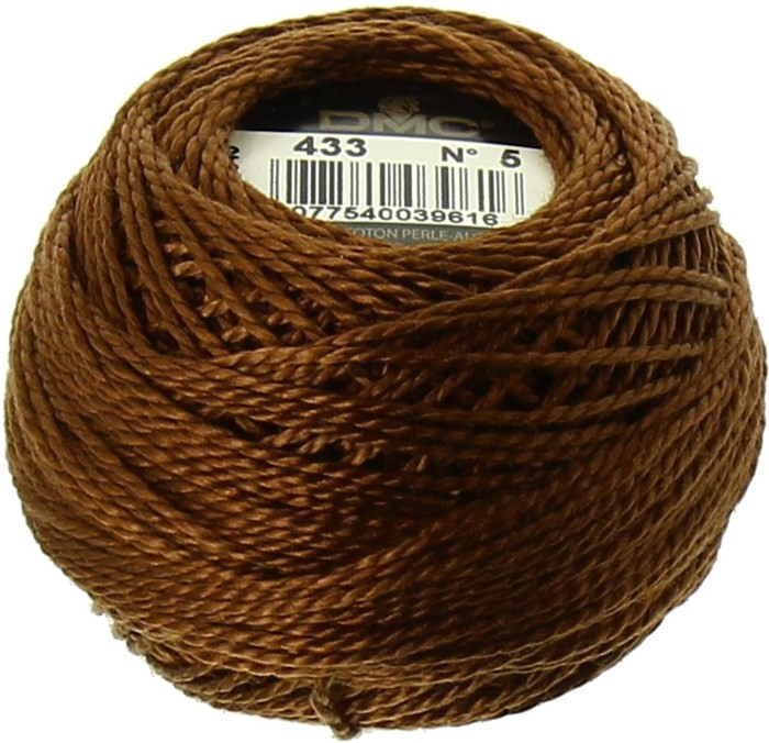 DMC Size 5 Perle Cotton Thread | 433 Medium Brown | Size 5