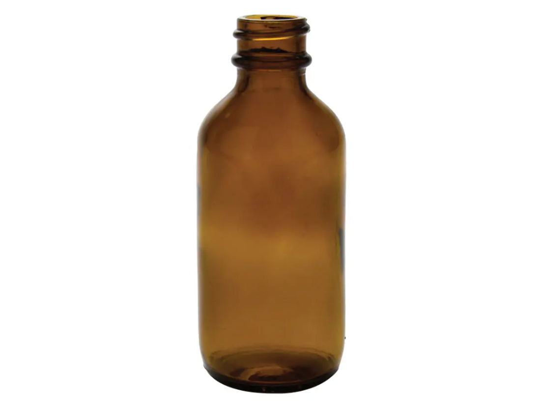 2 oz Amber Boston Round Glass Bottle with Dropper - 20mm 20-400