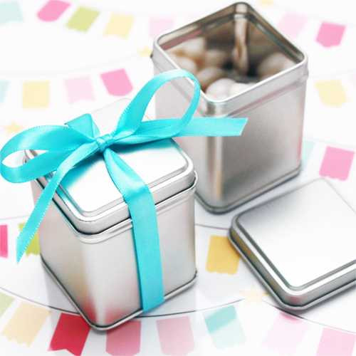 11 oz Square Tea Tin with Solid Slip on Lid - 3.8" H