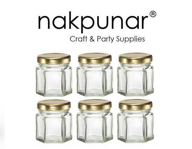 1.5 oz Mini Hexagon Glass Jar with Lid (45 ml)