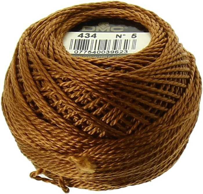 DMC Size 5 Perle Cotton Thread | 434 Light Brown | Size 5