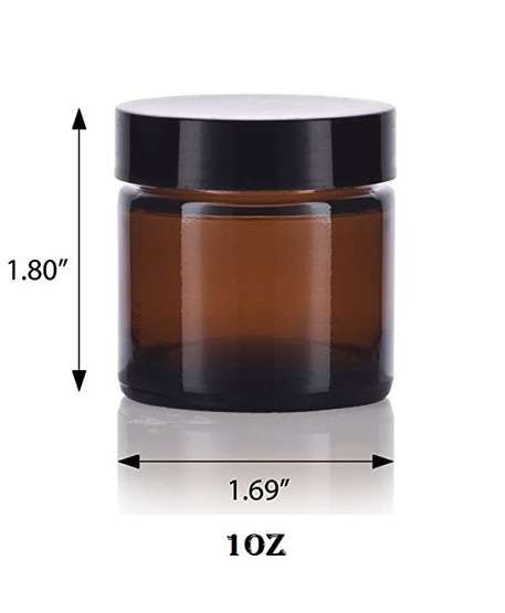 1 oz Amber Brown Single Wall Plastic Jar with Black Smooth Lid | Single Wall Plastic Jars