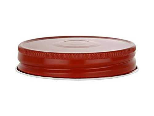 70/450 Red Mason Jar Lid with Plastisol Liner and Safety Button- Regular Mouth | Closures, Lids