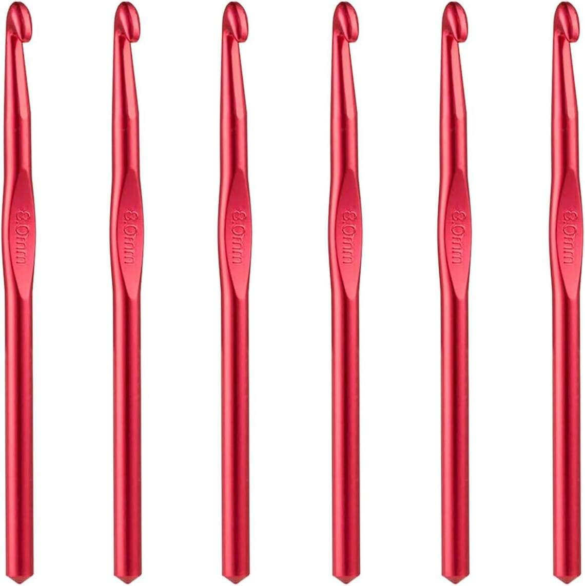 6 Pcs 8mm Aluminum Crochet Hook Knitting Needles US Size L (Size