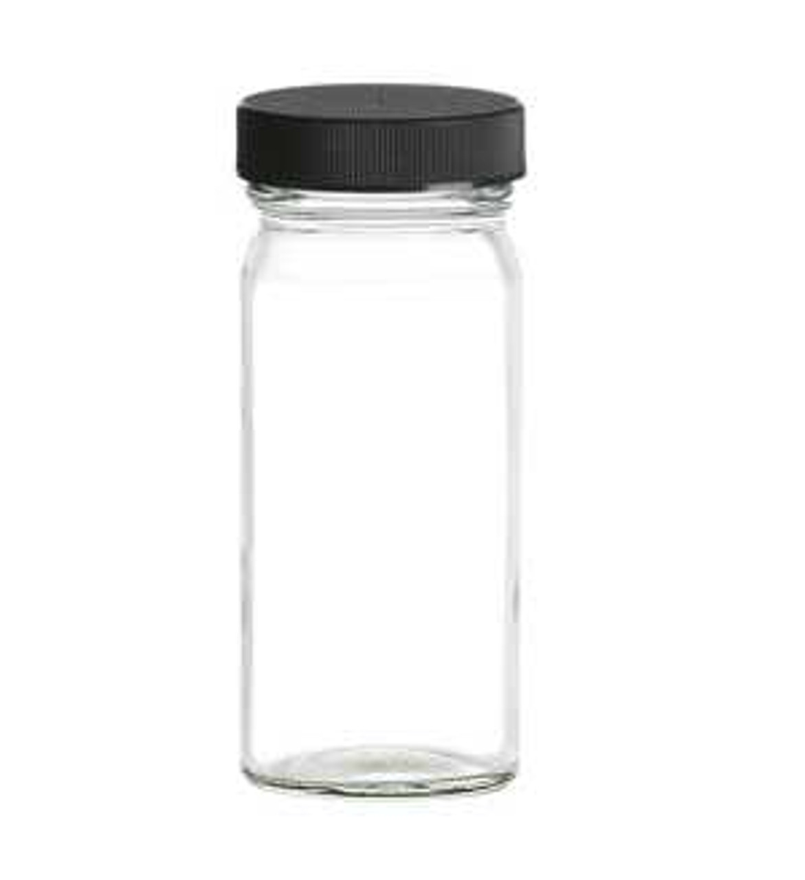 3.5 oz Glass Spice Jars with Shaker Fitment and Black Caps