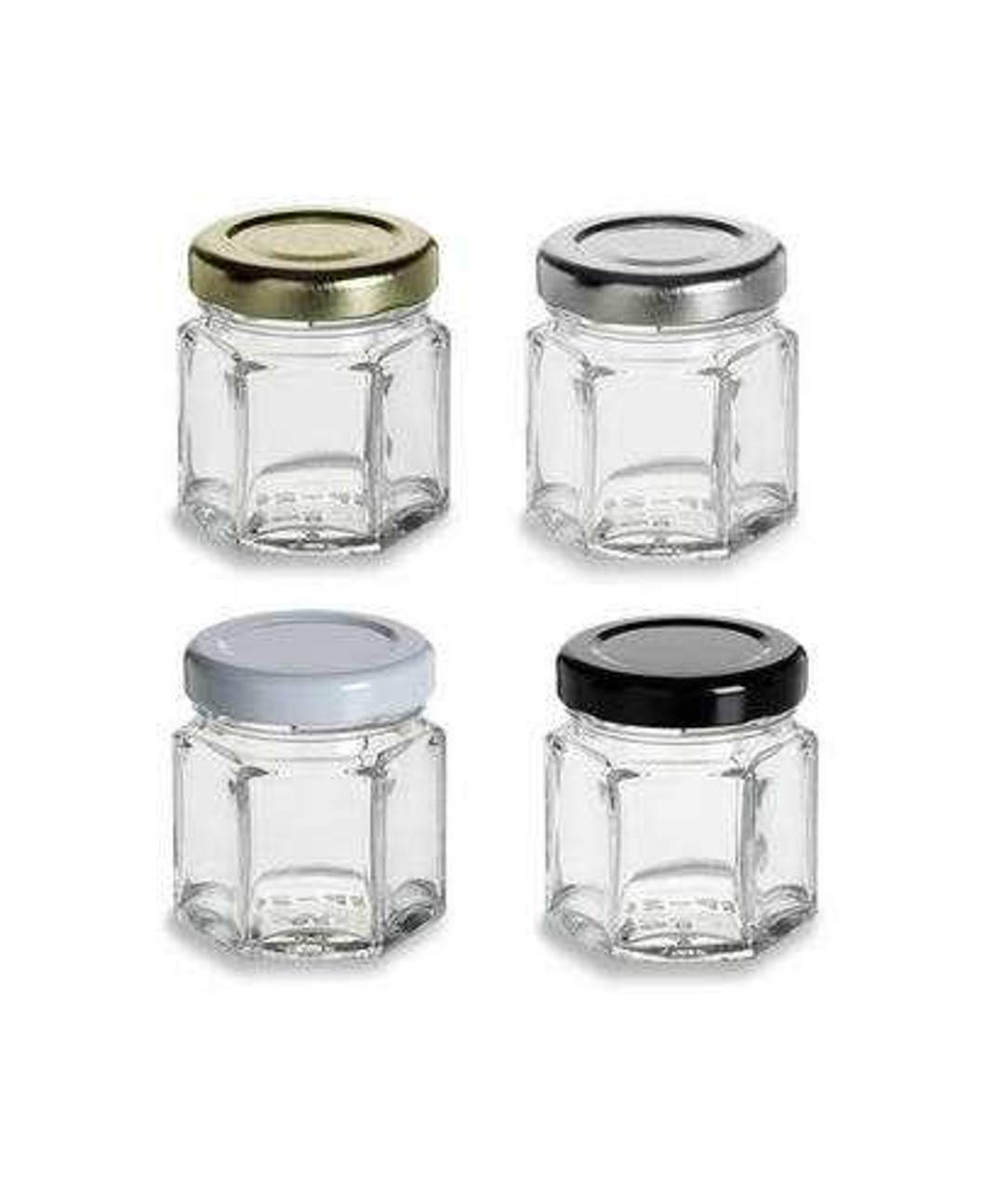 Set of 24 1.5 oz Mini Hexagon Glass Jar with Lid 45 ml