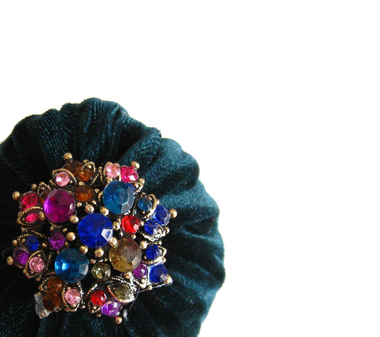 Christmas Tree Emery Pincushion Hunter Green Velvet