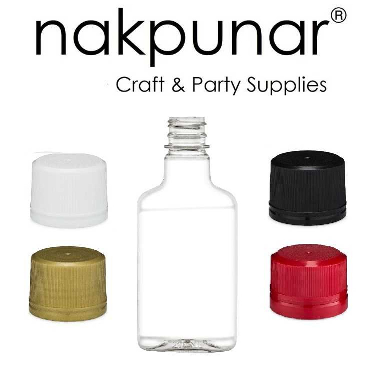 Clear Glass Liquor Bottles w/ Black Polypropylene Tamper Evident Caps