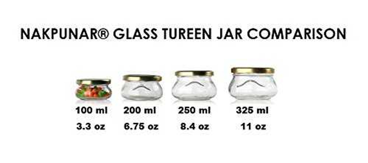 3.3 oz Glass Tureen Jars with Lid - 100 ml