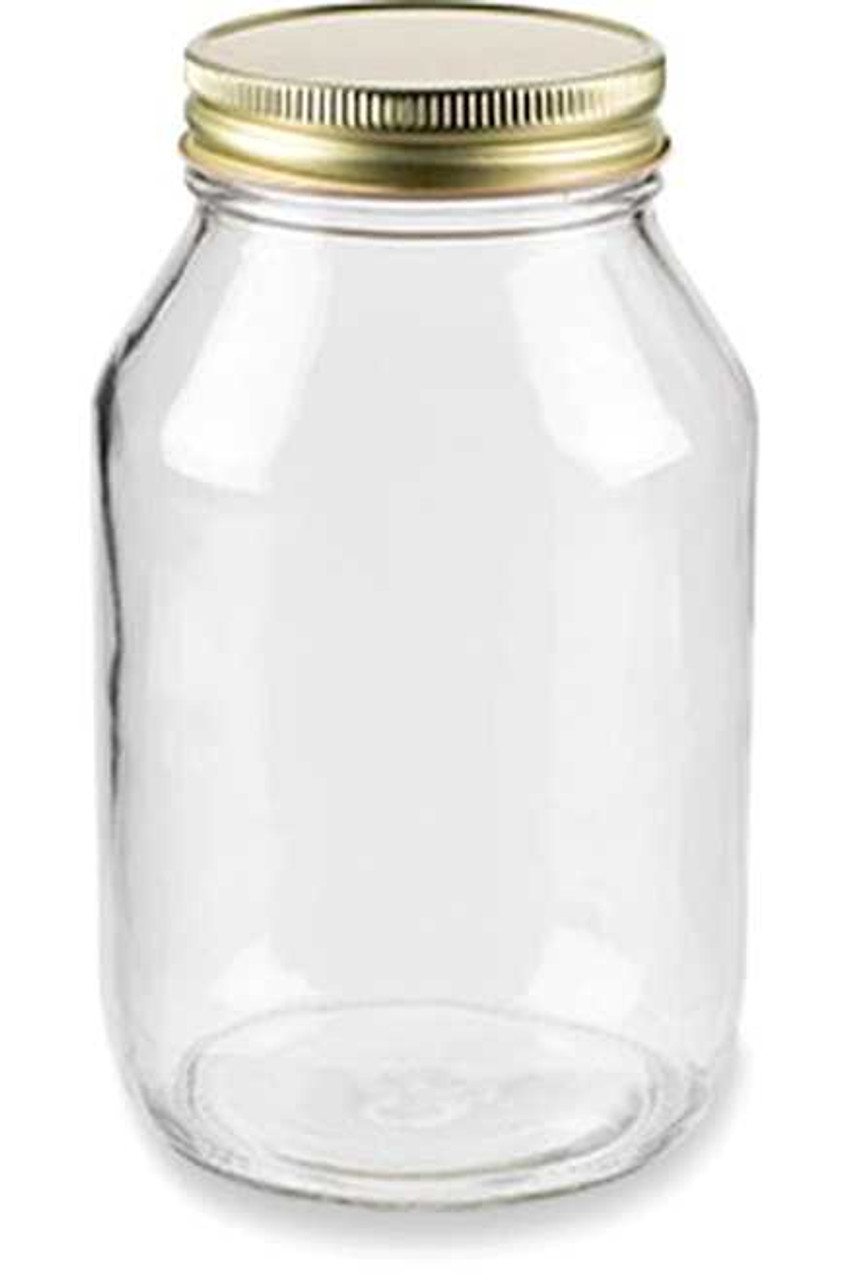 16 oz Glass Jars, Clear Glass Mayo/Economy Jars w/ Gold Two Piece