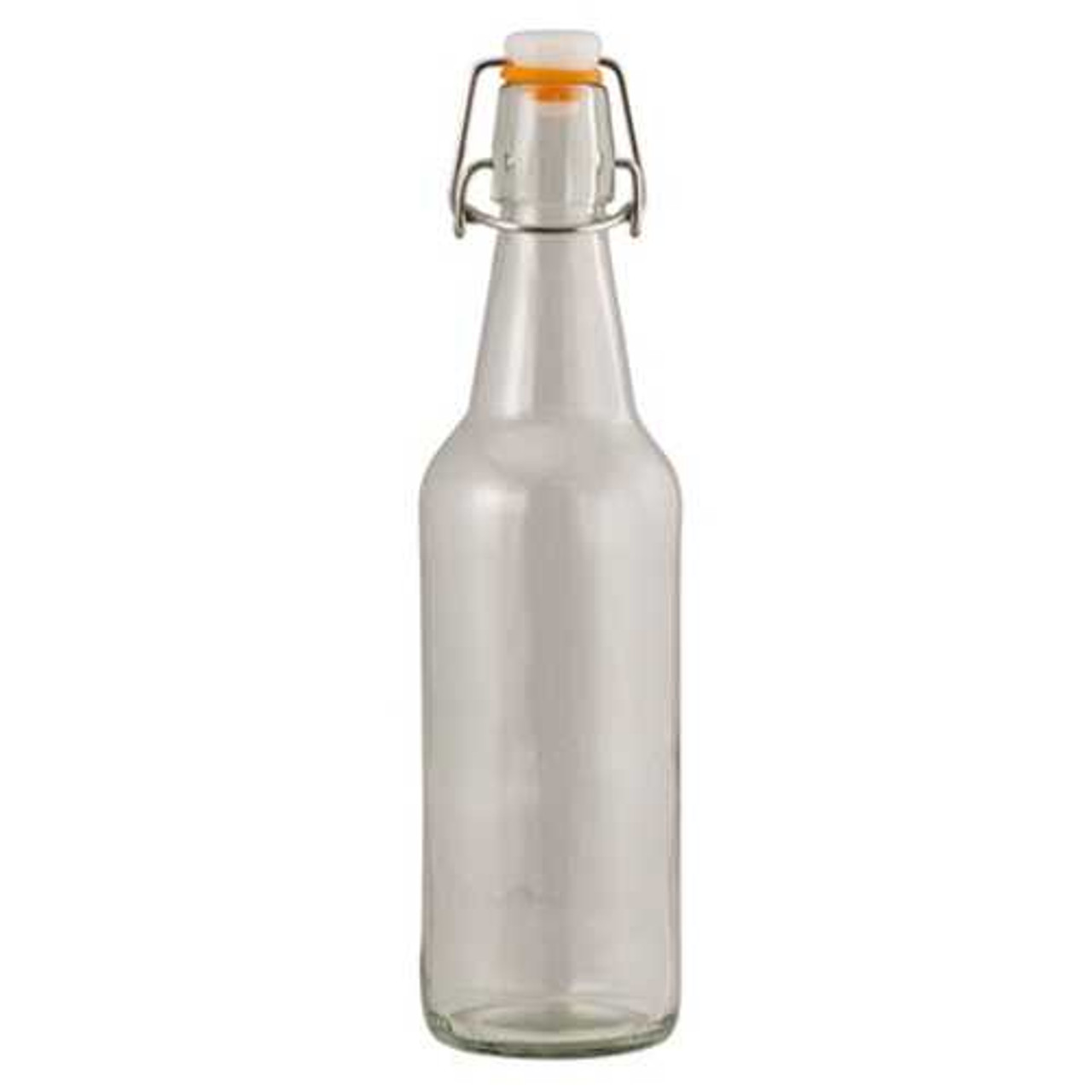 12 oz Round Clear Glass Bottle with Swing Top - 375 ml