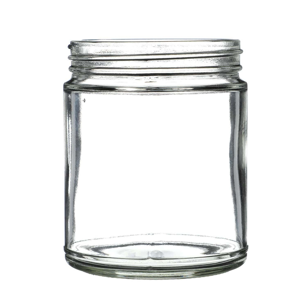 9oz Clear Glass Jars (Black Lug Cap) - 12/Case, Clear Type III 70 mm