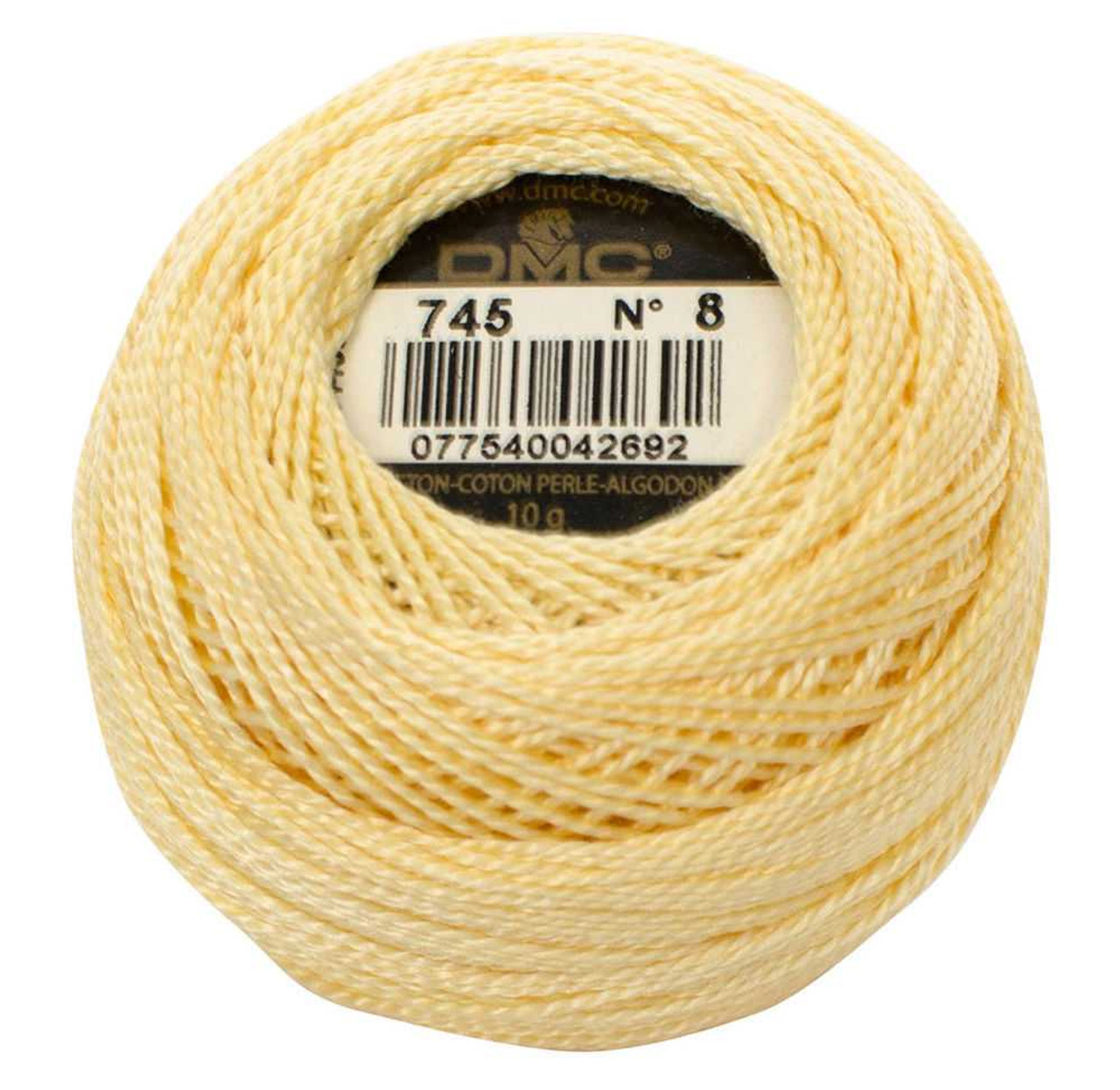 DMC Size 8 Perle Cotton Thread, 745 Light Pale Yellow