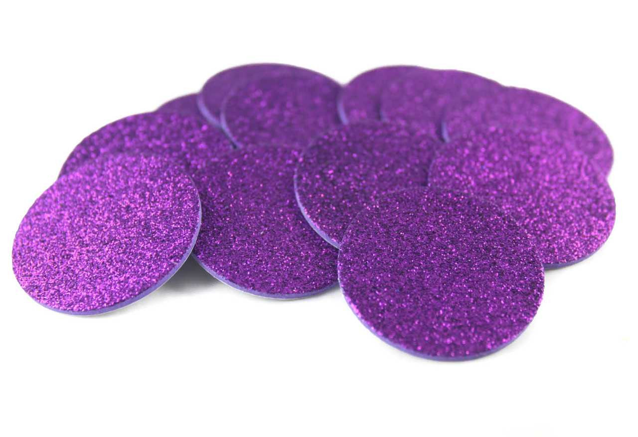 Purple Glitter Adhesive Foam Circles