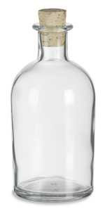 8.5 oz Boston Round Glass Bottle with Natural Cork, Glass or T-Bar Stopper (250 ml) (White Spout Pour T-Bar)