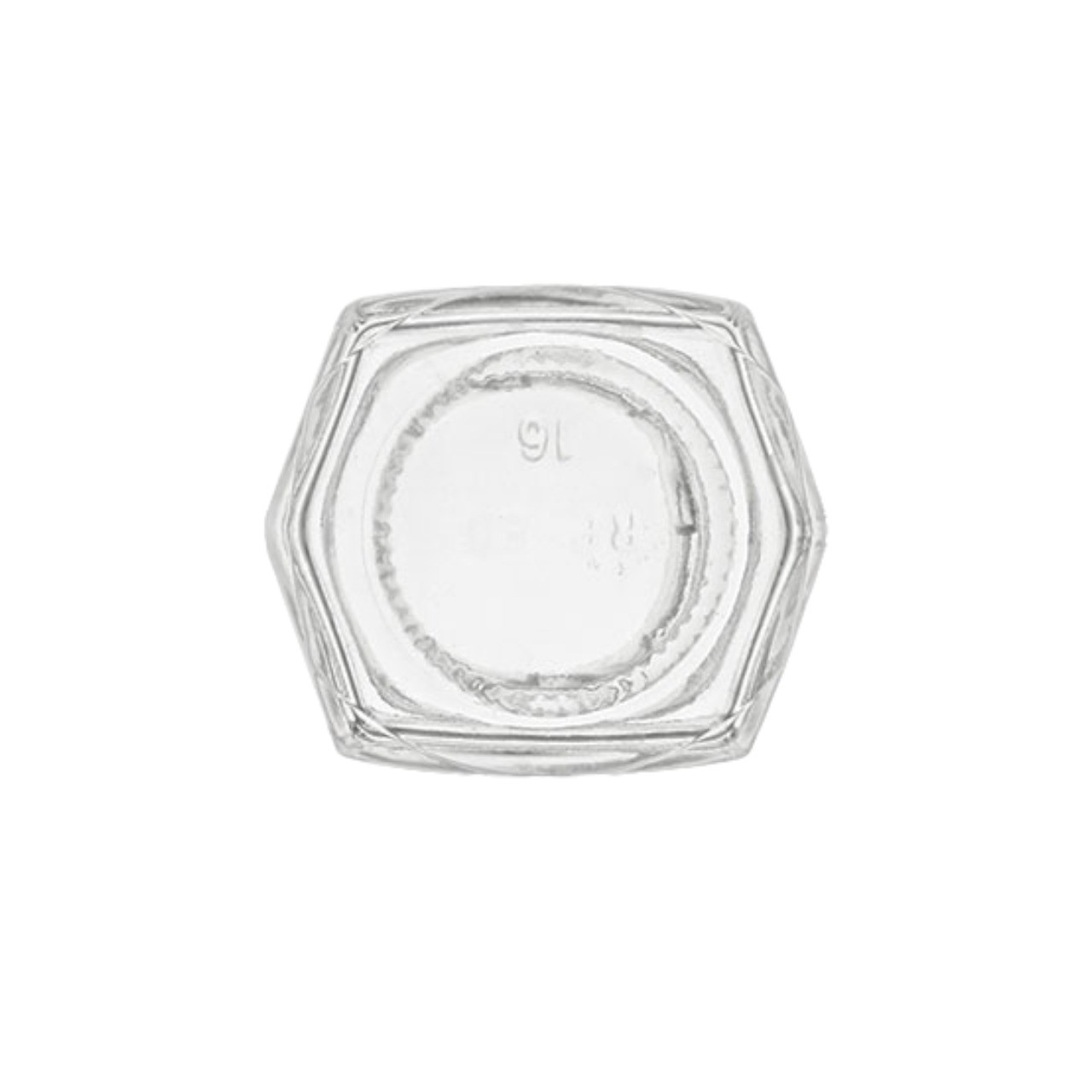 Oval Hexagon Glass Jar with White Lid, 12 oz