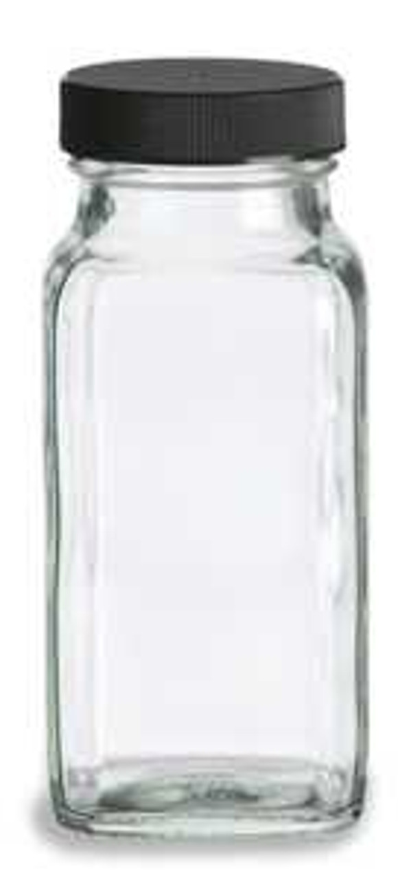 6 oz Glass French Square Spice Jar with Shaker and Your choice of Lid