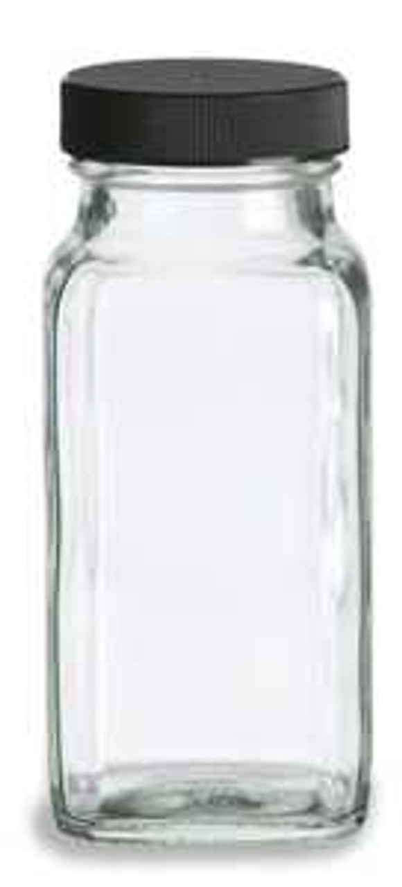 6 oz Glass French Square Spice Jar with Shaker and Your choice of
