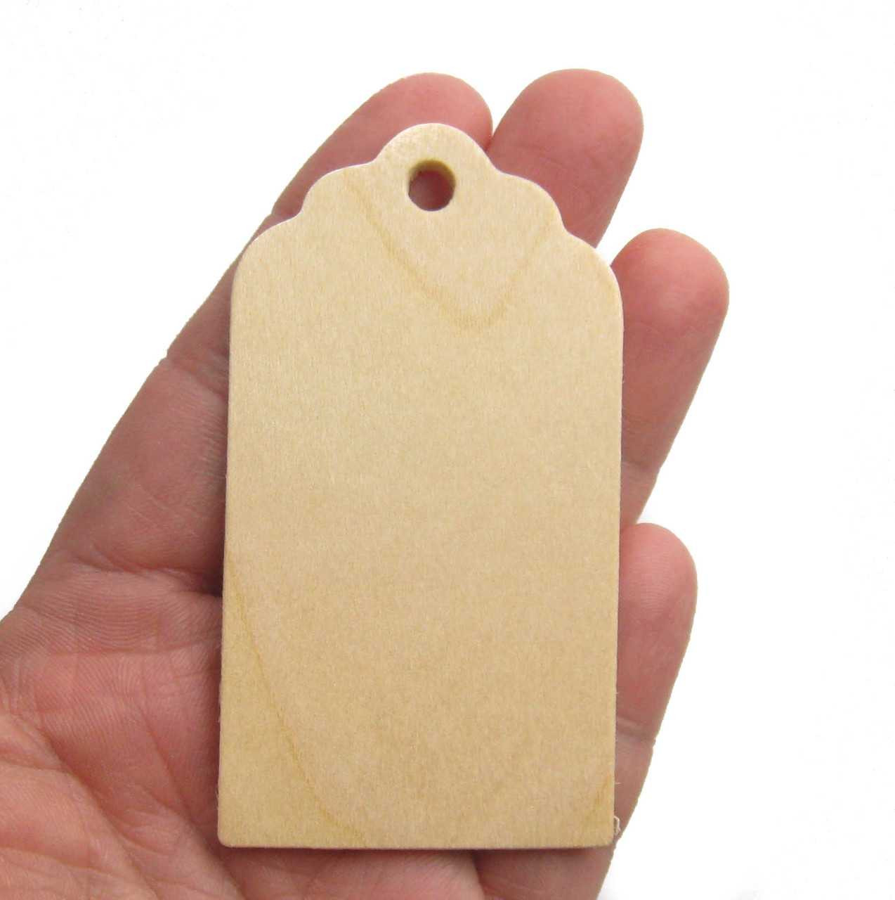 25 pcs Unfinished Fancy Wooden Gift Tag - Large
