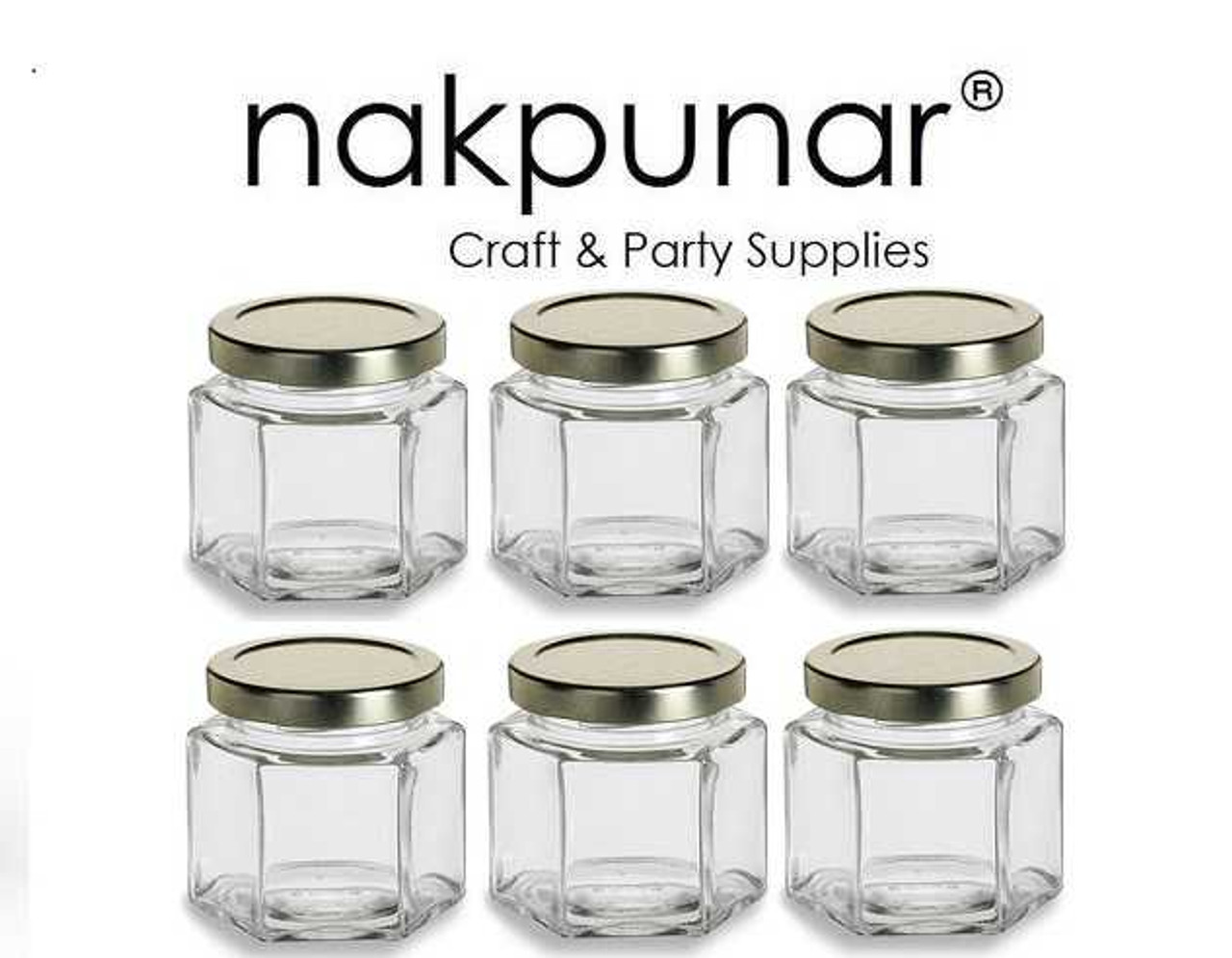 Encheng 4 oz Clear Hexagon Jars,Small Glass Jars With Lids(Black),Mason Jars  For Herb