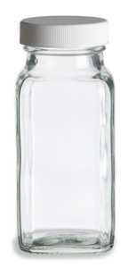 oz Glass French Square Spice Jar with Shaker and White Lid Jars