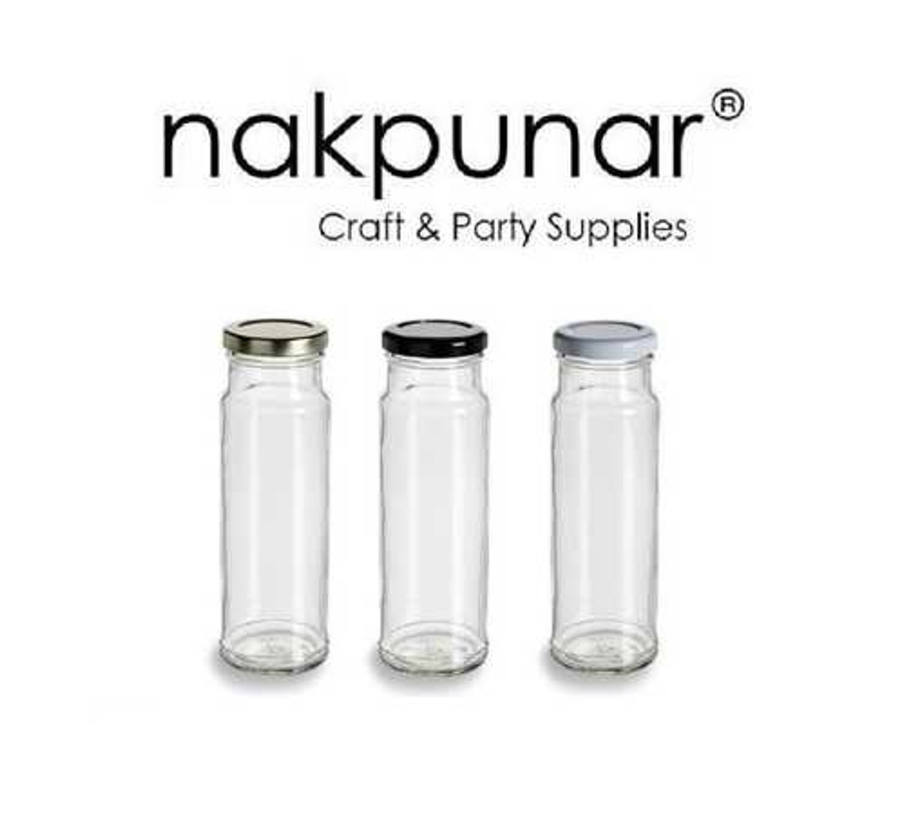 Nakpunar 12 pcs 8 oz Tall Glass Jars with Lids (Black, 12)