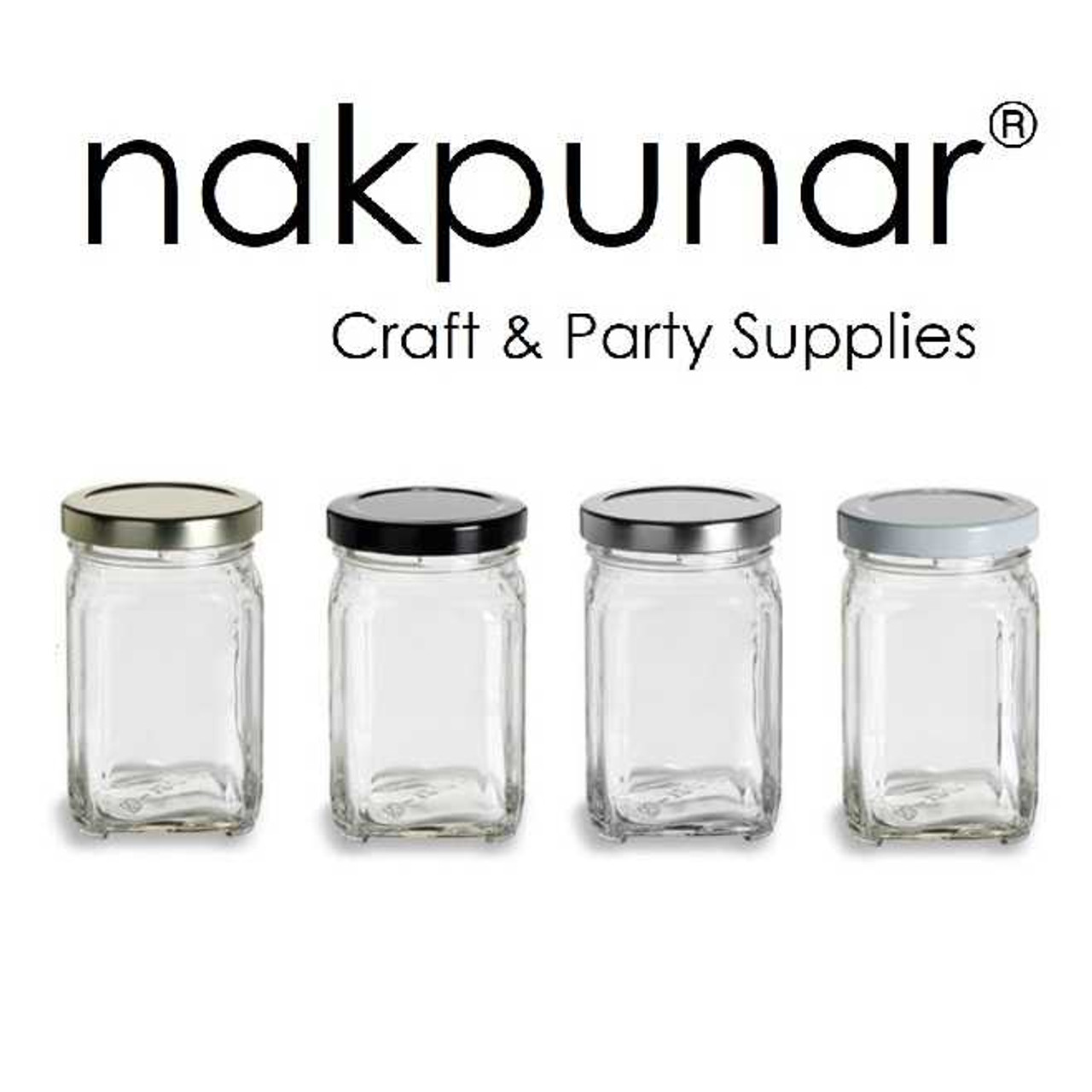 Nakpunar 6 pcs 6 oz French Square Glass Spice Jars with Shakers and White  Lids
