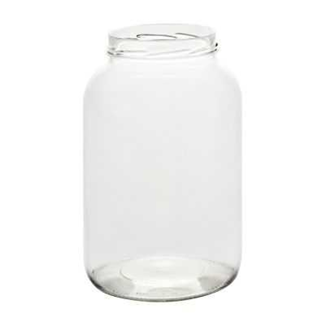 1/2 Gallon (64 oz) Clear Widemouth Glass Jar with White Metal Lid