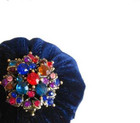 Blue Velvet Emery Pincushions with Colorful Stones - Keep Your Needles Clean & Sharp | Velvet Emery Pincushions