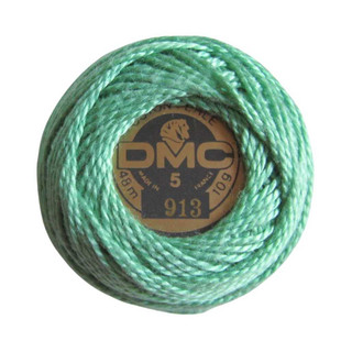 DMC Size 5 Perle Cotton Thread | 913 Medium Nile Green | Size 5